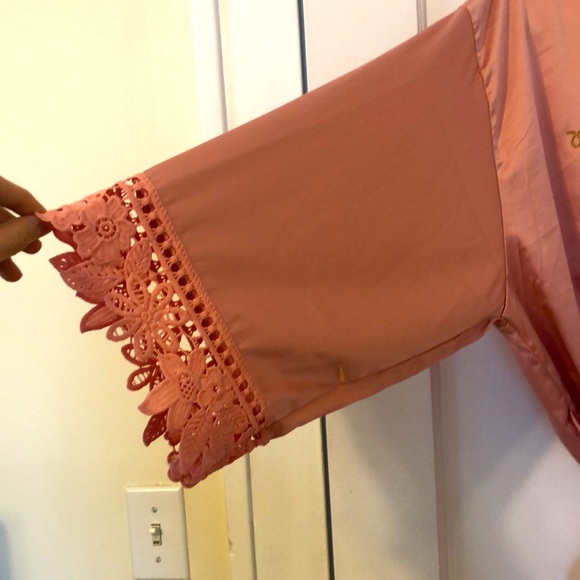 Satin/Silky Pink Lace Bridesmaid Robe - Picture 3 of 8